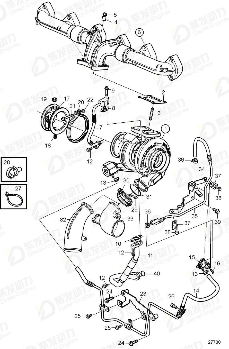 VOLVO Turbocharger, exch 3801559 Drawing